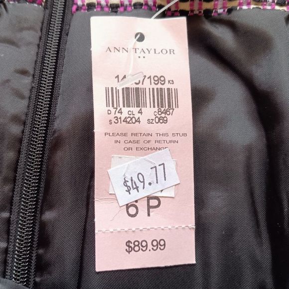 NWT Ann Taylor Tweed Pink Purple Black Pencil Skirt 6P Petite - Picture 10 of 11